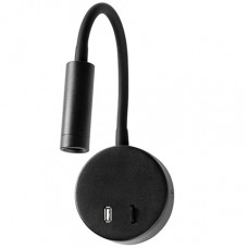 Φωτιστικό Reading Light LED 3W Θερμό Φως + USB Μαύρο 17-00668-2